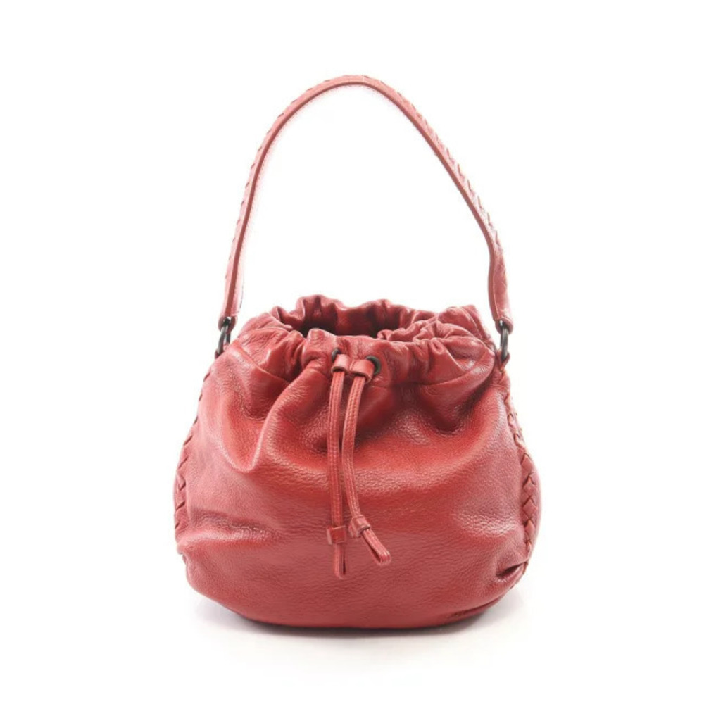 Bottega Veneta Intrecciato Drawstring Handbag Leather Red